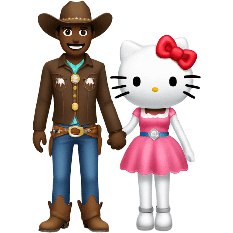 Cowboy and hello kitty holding hands  emoji