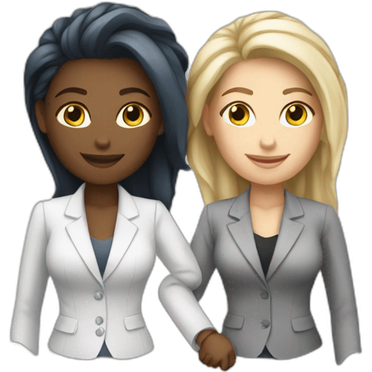 two white business women with different hair colors shaking hands emoji