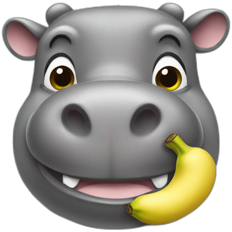 hippo holding an banana emoji