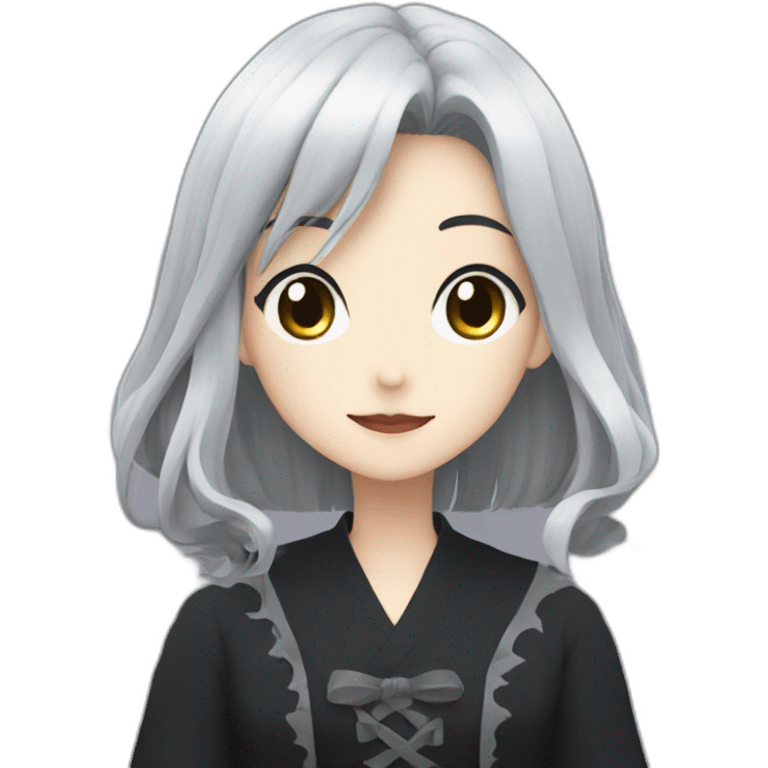 Nana Ōsaki in Anime with a gothic style, black hair emoji