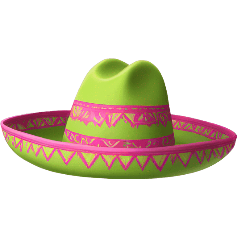 Realistic isolated pink and lime green  sombrero  emoji