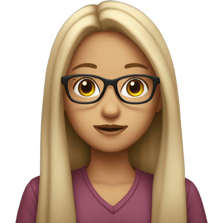 A girl with long hair with glasses  emoji