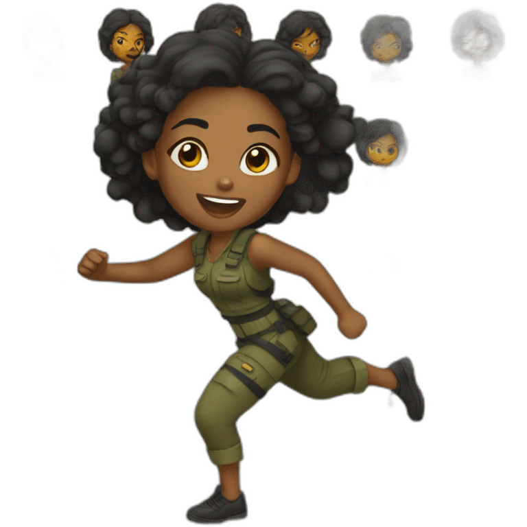 Black girl sliding in war emoji