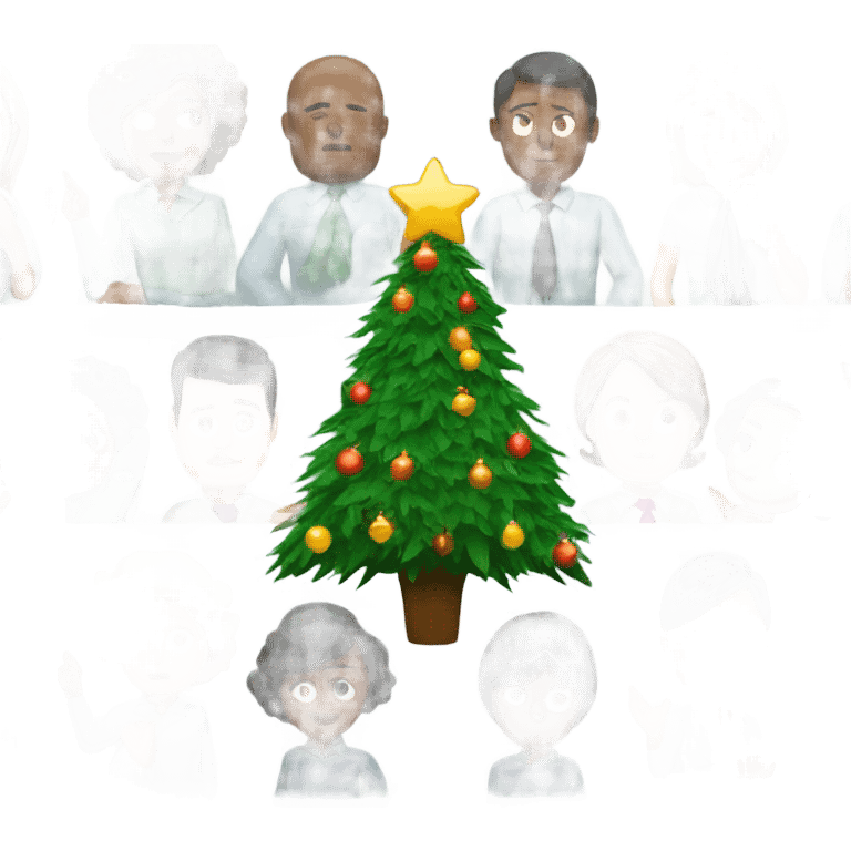 Exhausted group of teachers with a Christmas tree emoji