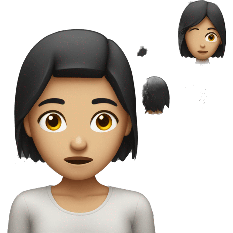 Worried look on a dark haired female  emoji