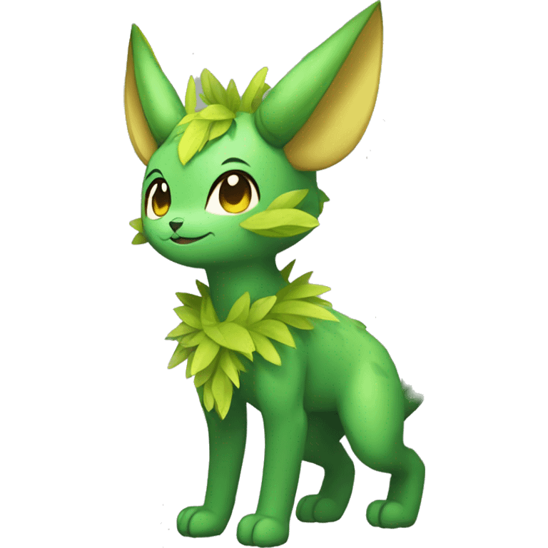 Anthro Shy Shiny Leaves-Grass-Type Fakémon-Sona With Horns Full Body emoji