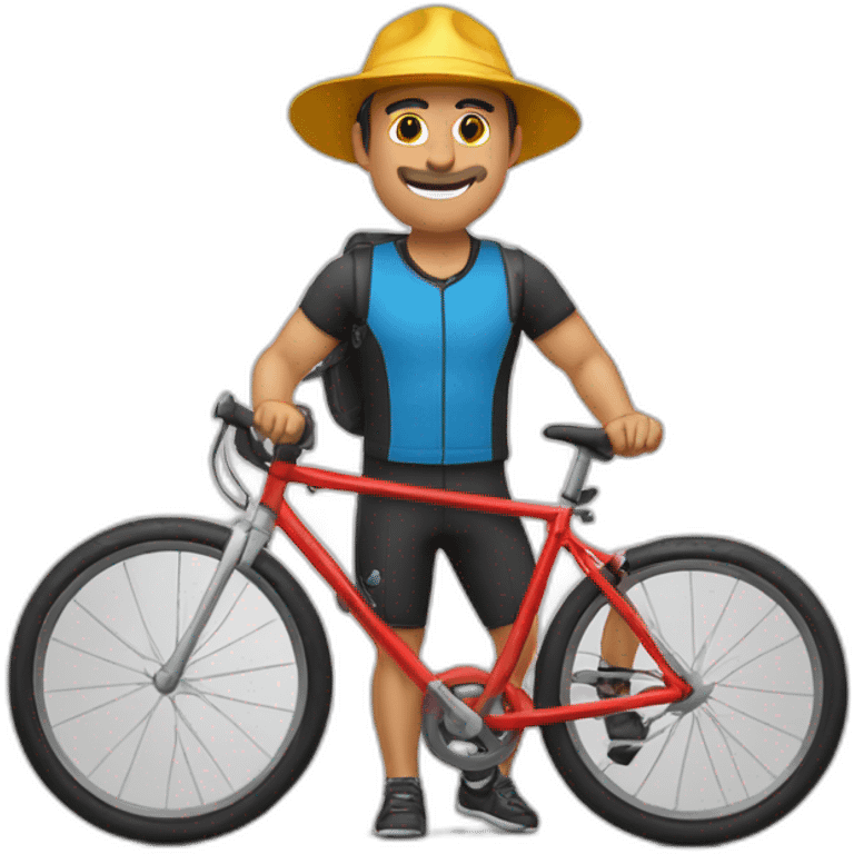 señor gordo blanco con gorra y bicicleta emoji