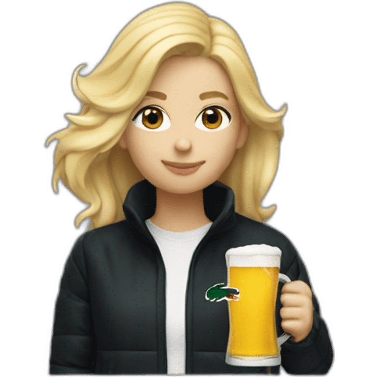 Lacoste blond friends woman drinking beer with black windbreaker emoji