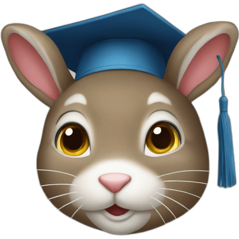 Ukrainian rabbit student in a square academic cap emoji