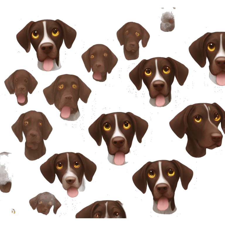 brown gsp dog French Pointer, dark brown roan with eyes, dark brown fur emoji