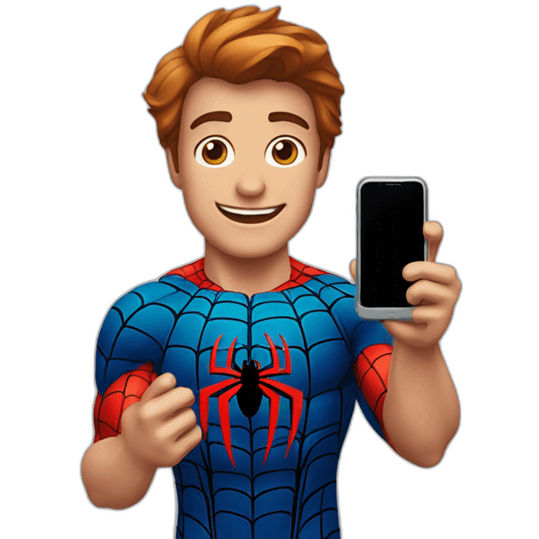 spiderman con il cellulare emoji