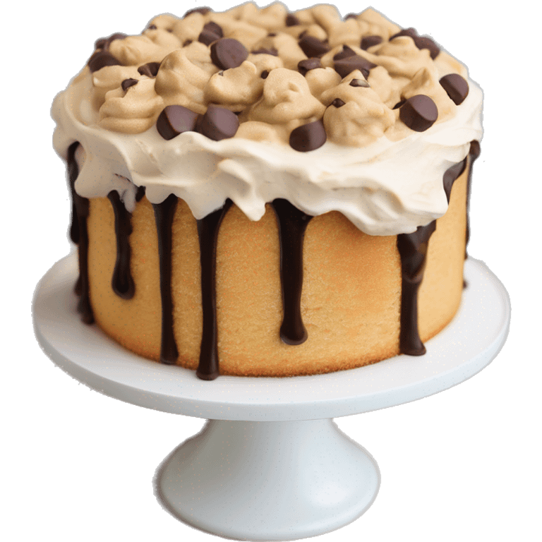 Angel food cake with vanilla buttercream icing topped with peanut butter chocolate chips emoji