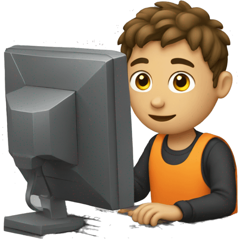 boy working on computer emoji