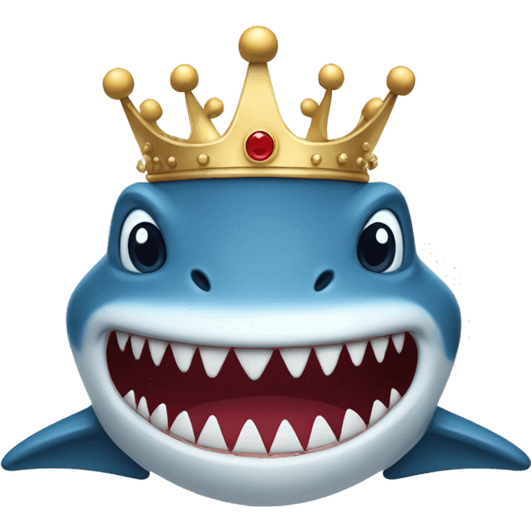 A blue colour Shark with a queen crown  emoji