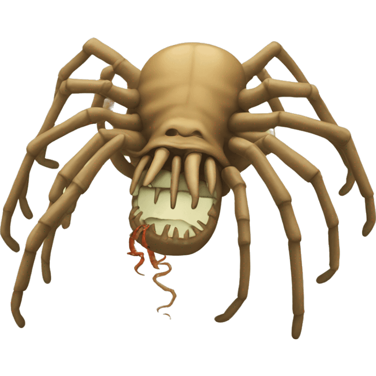 an emoji attacked by a facehugger emoji