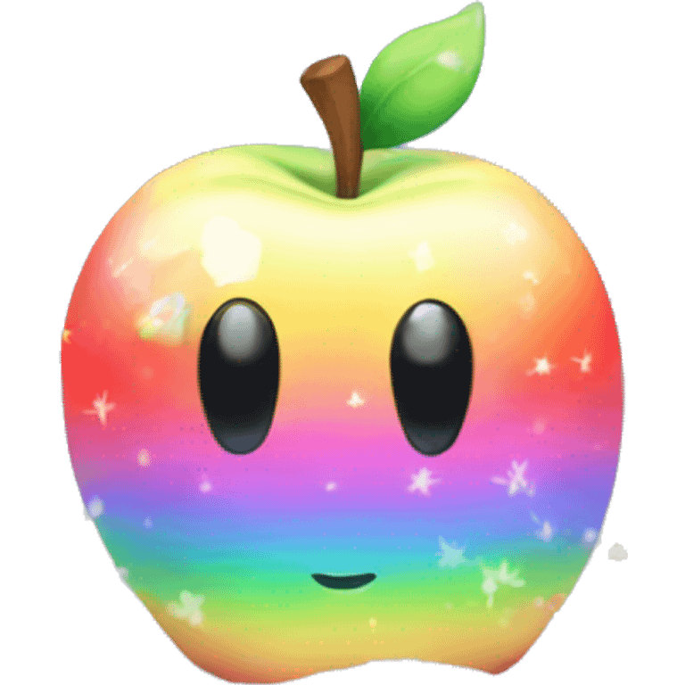 Kawaii rainbow pastel bedazzled apple in an under the sea snow globe  emoji