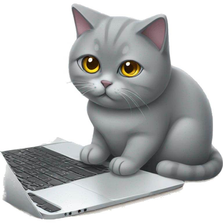 british shorthair cat trading on laptop emoji