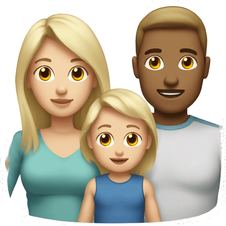 Brown hair mom and blonde baby and blonde dad emoji