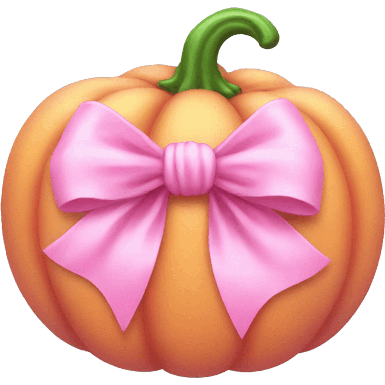 Light pink soft Pumpkin with a pink bow emoji