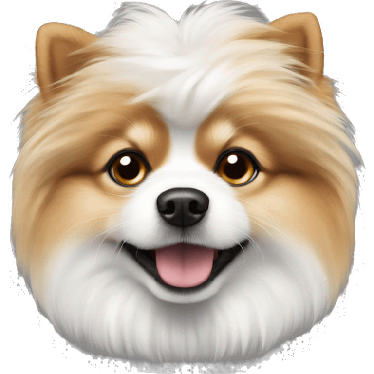 yorkshire pomeranian fluffy dog with black and white color  emoji