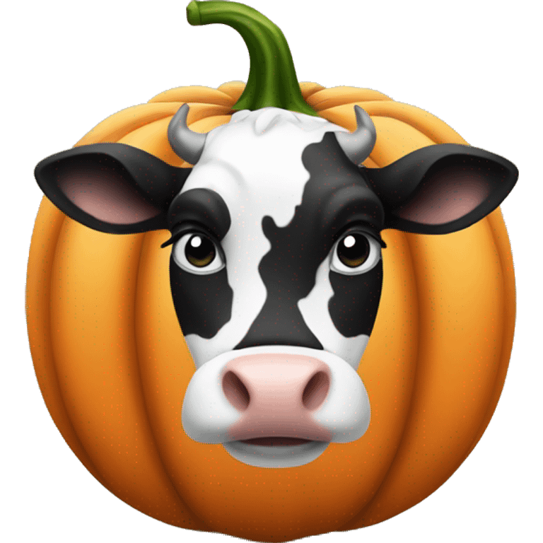 black and white cow in a pumpkin emoji emoji