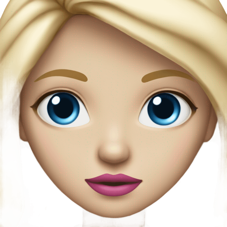 Blonde Long hair girl blue eyes big pink lips small nose beautiful  emoji