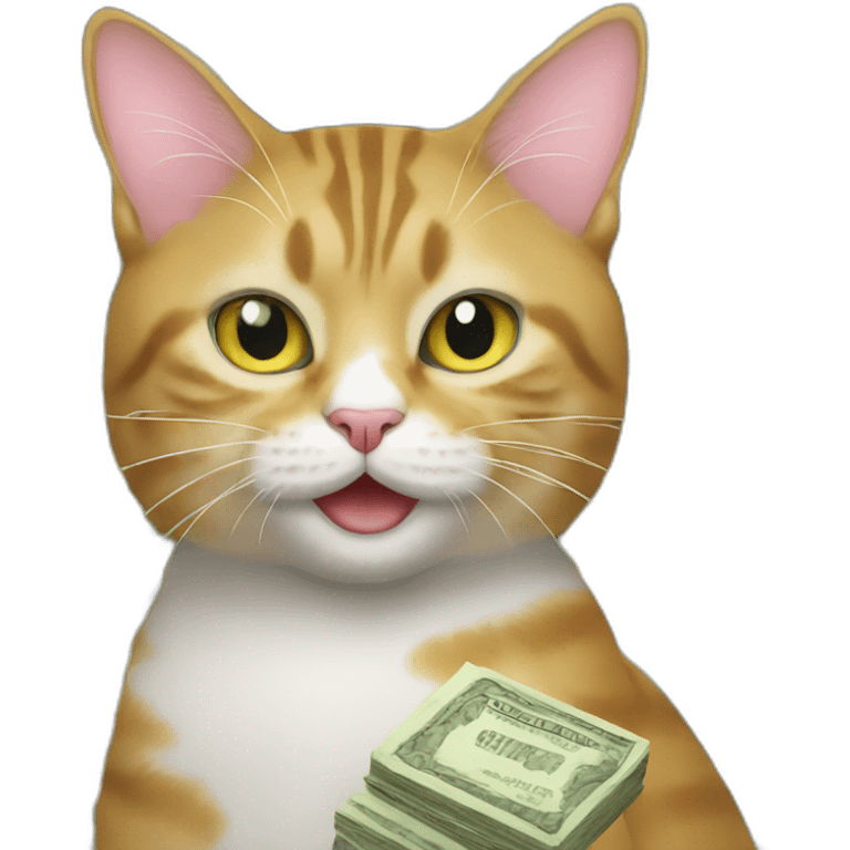 cat with a lot of money emoji