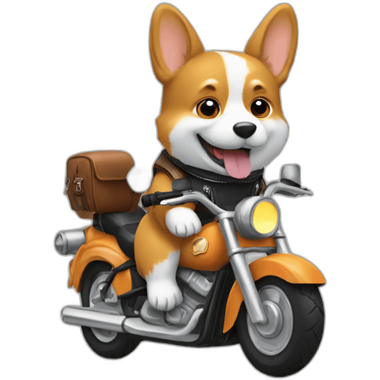 corgi riding a motorcycle emoji