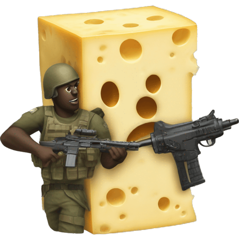 a block of cheese playing call of duty emoji