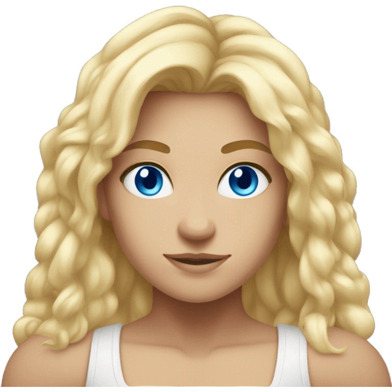 strong buff girl, blond Long hair, white Colour, Blue eyes emoji