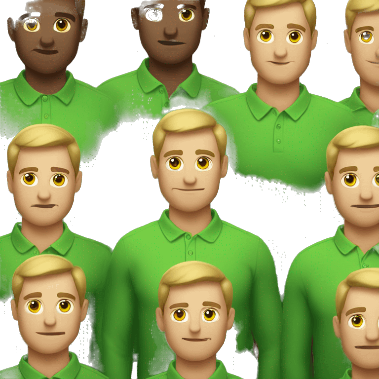 a man with strong and broad shoulders wearing an apple green polo shirt emoji