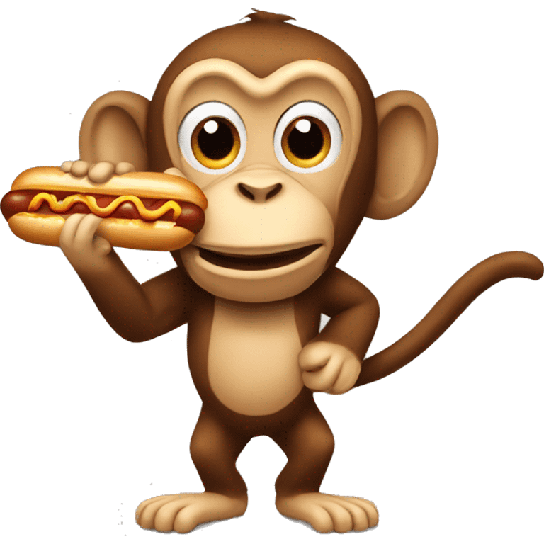 Monkey eating a hotdog emoji