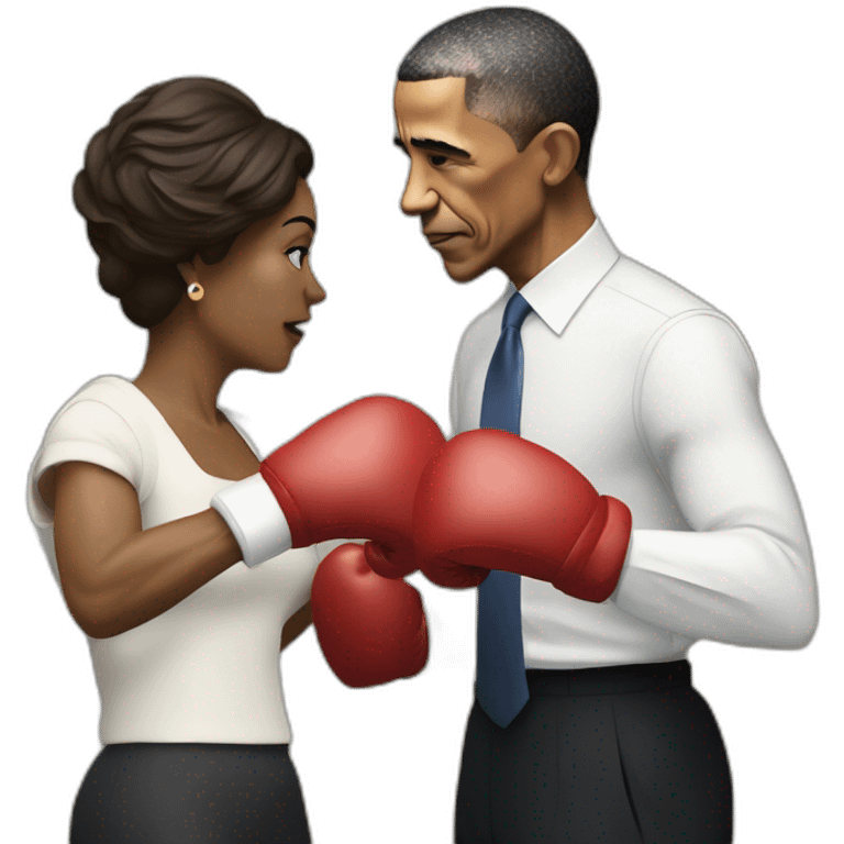 Barack Obama boxing with the English queen emoji