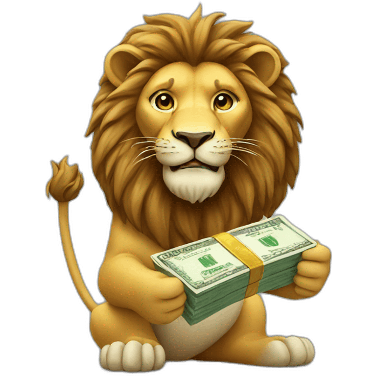 Lion holding money emoji