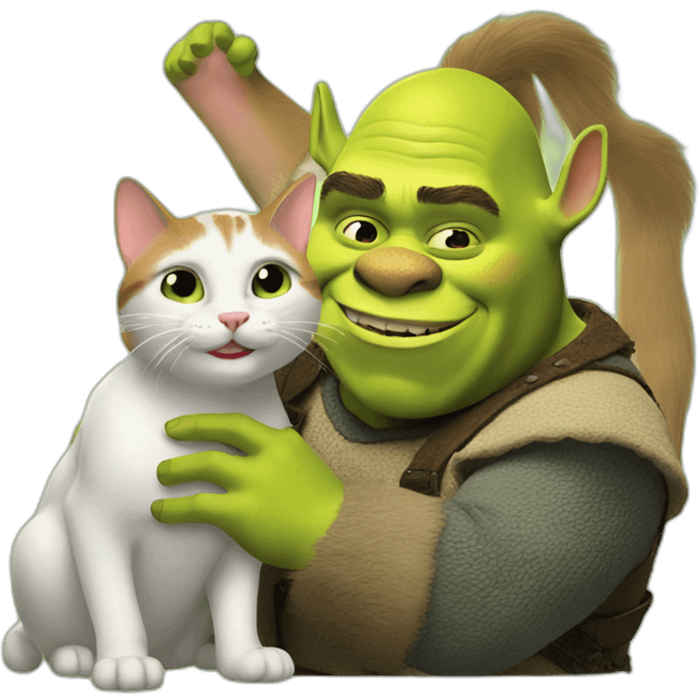 shrek petting a cat emoji