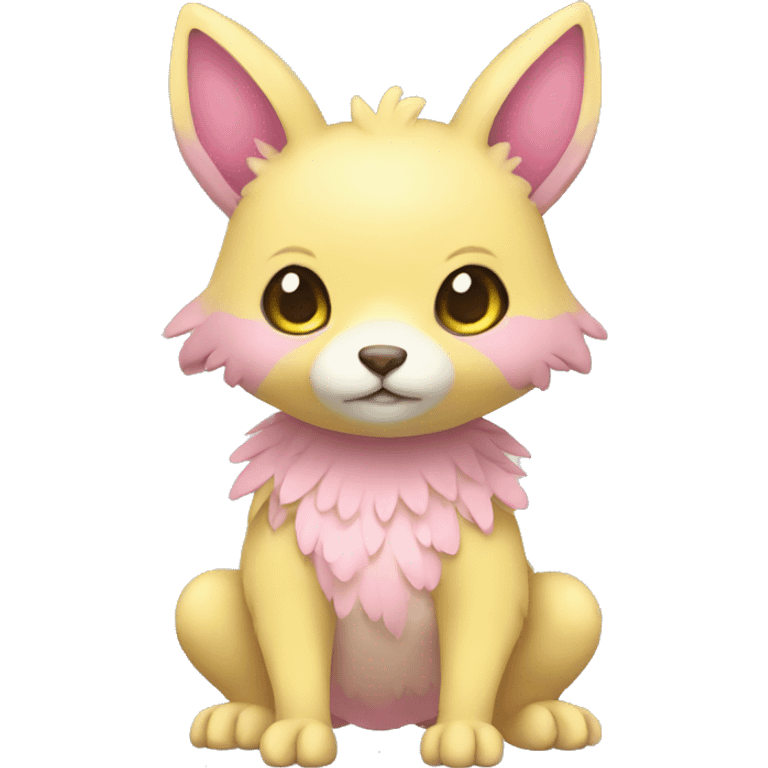 Cute cool beige yellow pink animal hybrid Fakemon full body emoji