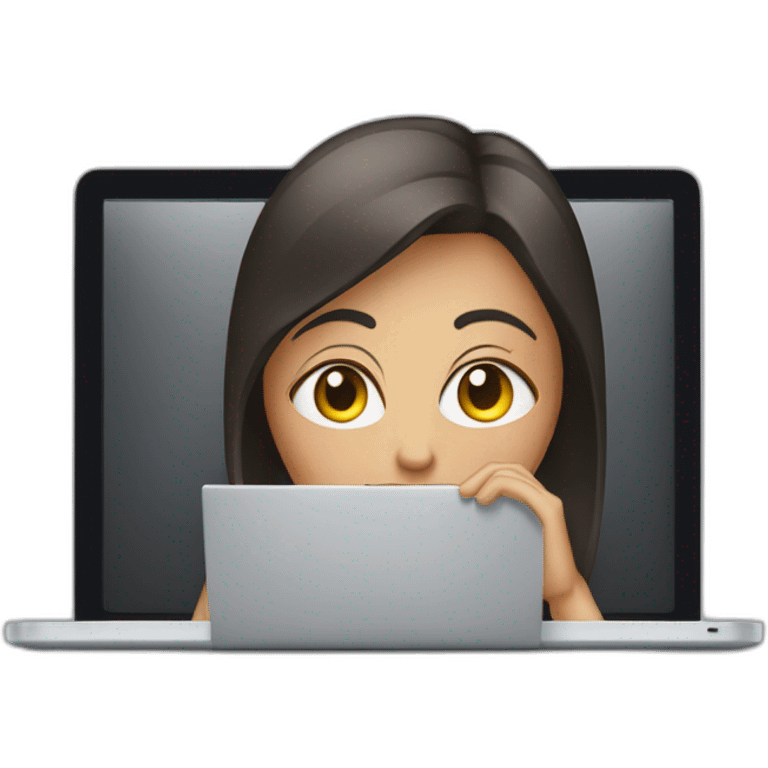 woman on a computer seen behind emoji