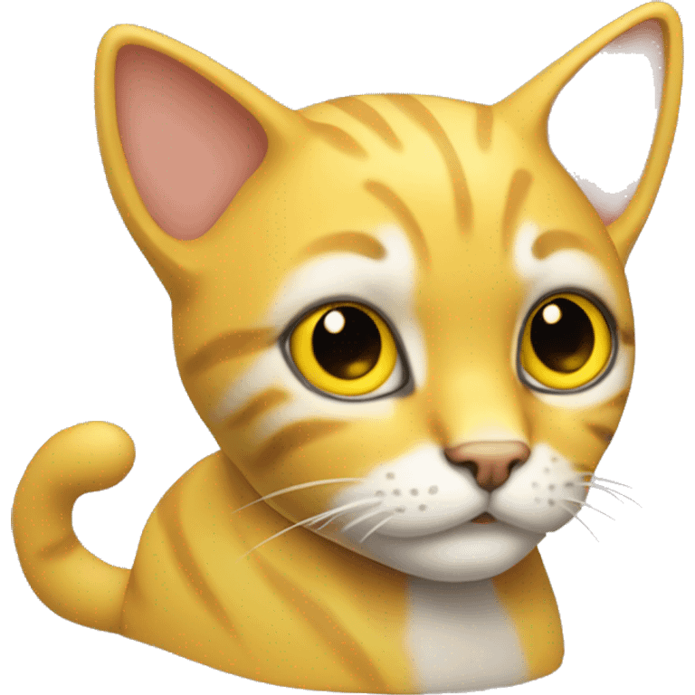 La cara de un gatito amarillo llorando trite emoji