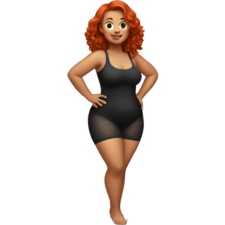 Curvy redhead in tights beach body pose sfw emoji