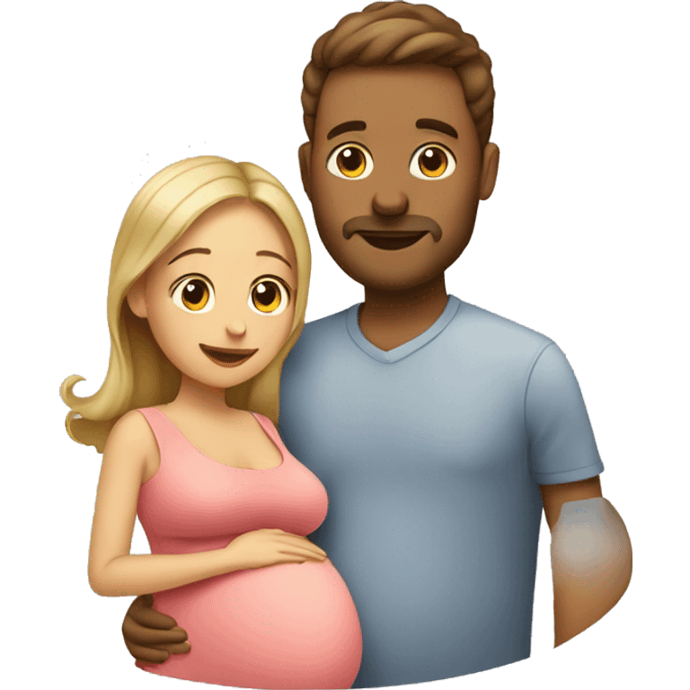 A pregnant woman with her husband  emoji