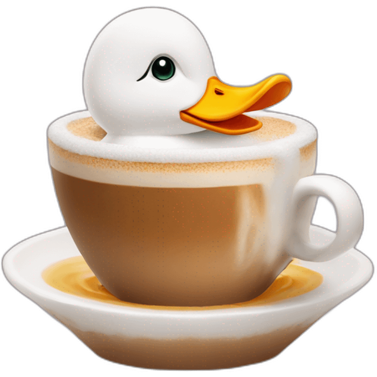 cappuchino with a duck from foam in the foam (no real duck but from foam) emoji