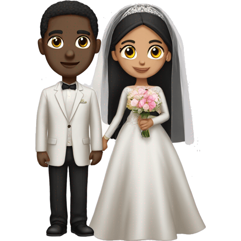 a black man and a dark hair arabic woman wedding emoji