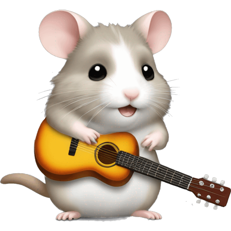 Hamster grey with guitar djungarian emoji