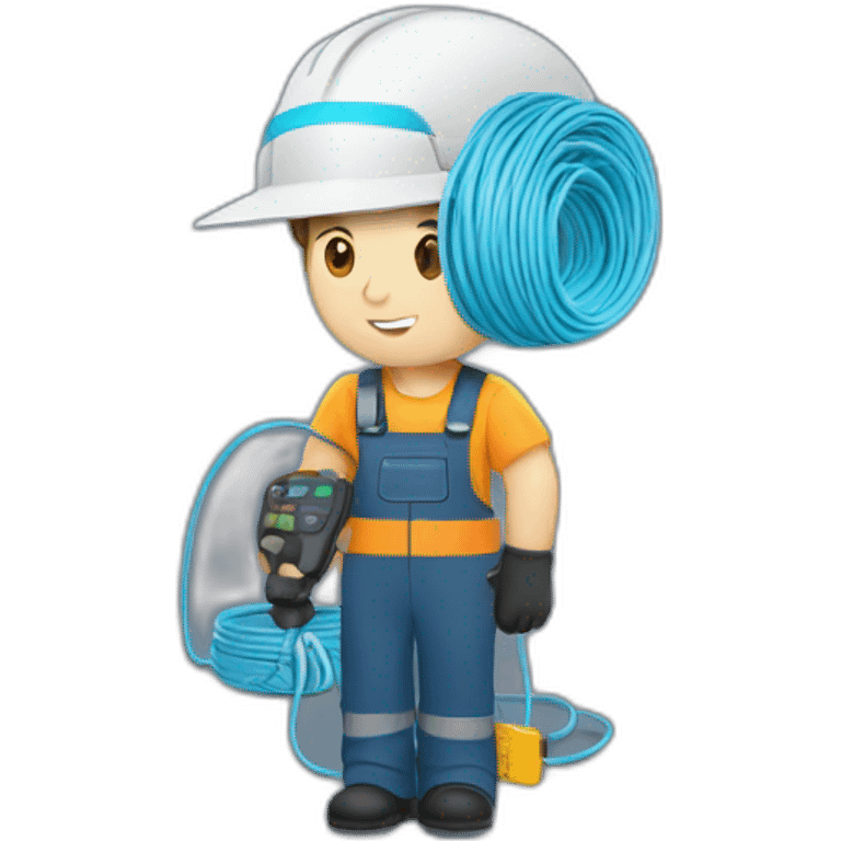 technician with fiber optic cable in one hand emoji