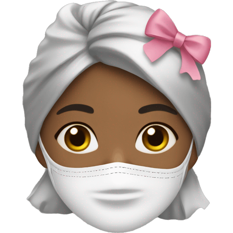 Girl with bows and face sheet mask emoji