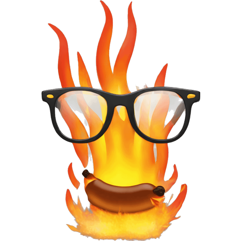 a merguez with glasses on fire emoji