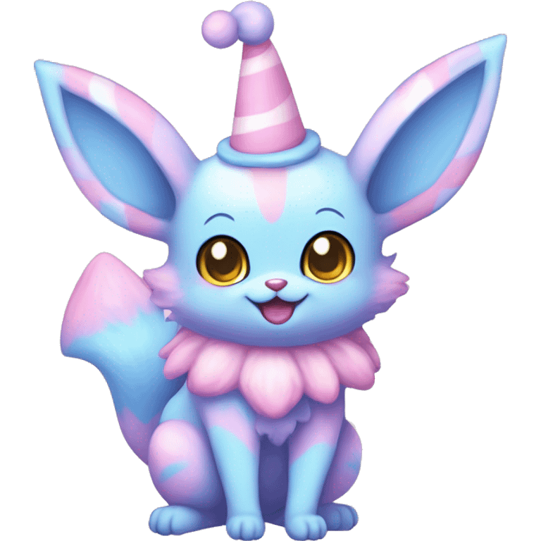 Kawaii Pastel Cotton-Candy-Colored Clown-Eeveelution-Cute-Pokémon-fusion full body emoji