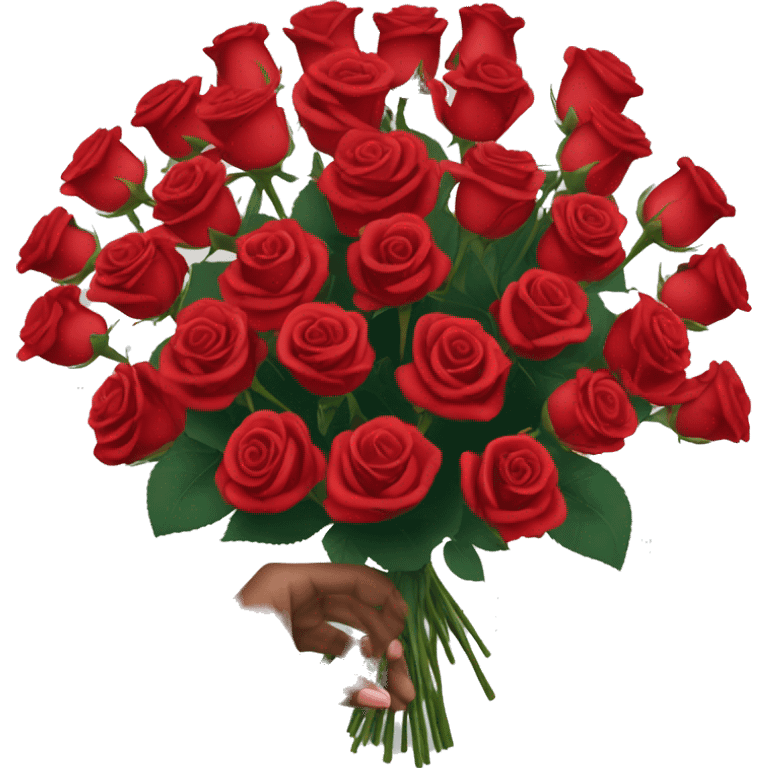 bouquet of 51 red roses with a woman's hand emoji