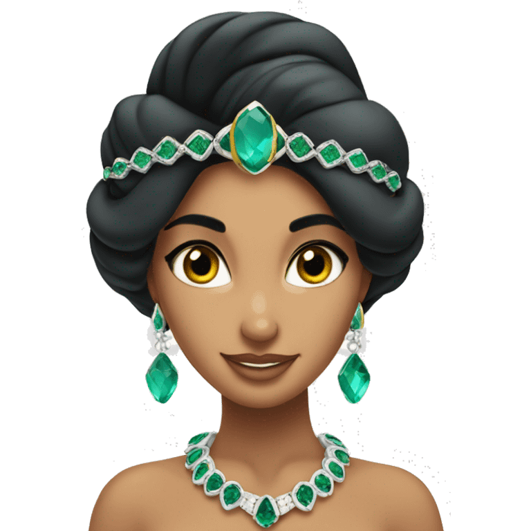 Princess Jasmine in earrings and bracelet with emeralds emoji