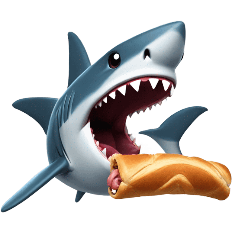 A shark eating a sausage roll emoji